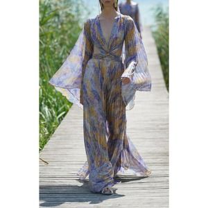 NEW Raisa Vanessa Pleated Chiffon Cut Out Jumpsuit Size FR 36 US 4/6 Small $1800